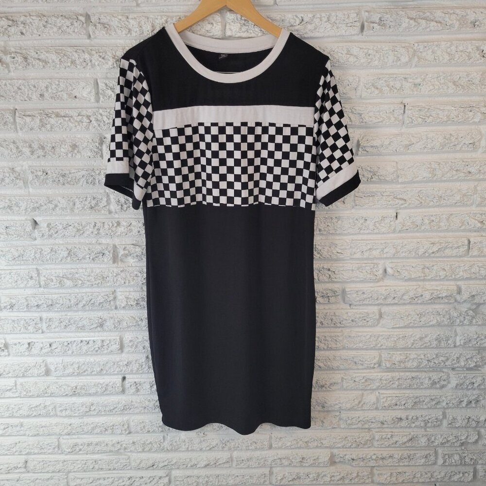 Shein Curve Womens Dress 2XL Plus Mini Short Sleeve Poly‎ Blend Black PLA22XE